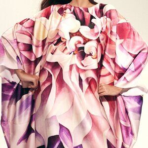 NWT H&M Limited Edition Satin Kaftan Dress Light Pink Dahlia Ramadan Collection